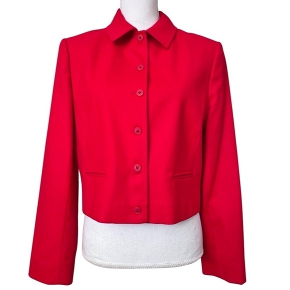 VTG Pendleton Wool Classic Button Blazer Plus Size 14 Cherry Red Holiday - FLAW - Picture 1 of 14
